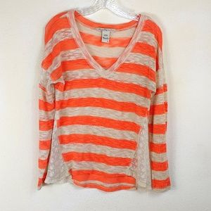 American Rag| Coral Lace Stripe Sweater A39